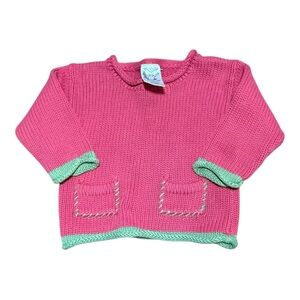 Pink and Green Kids Knit Sweater Vintage